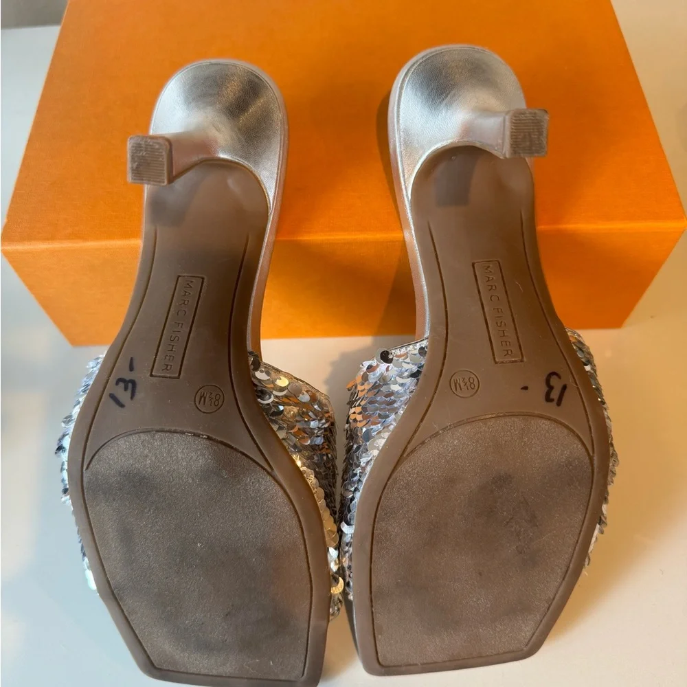 Marc Fisher Silver Metallic Sequin Heels - Picture 9 of 9
